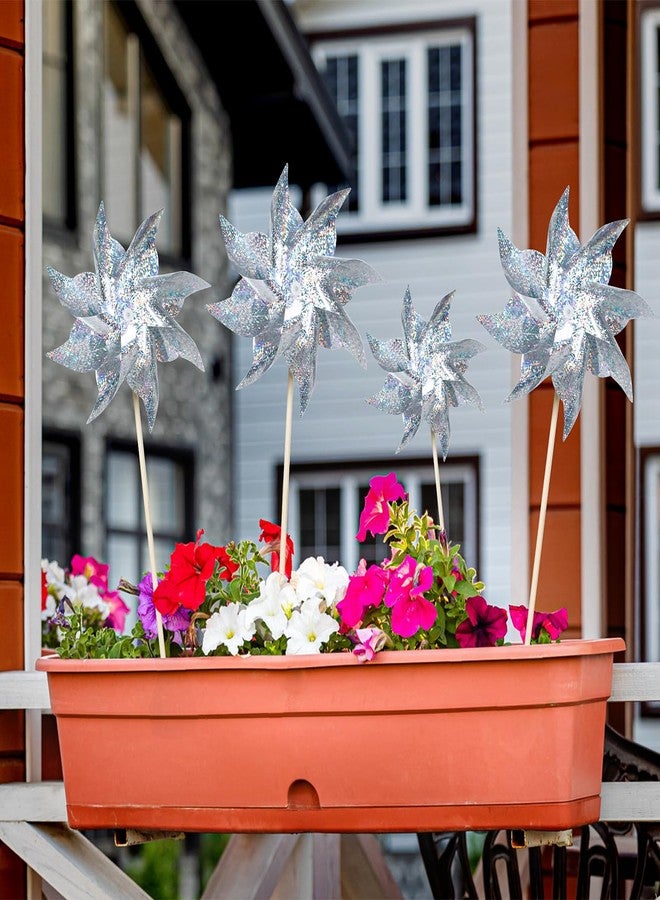 HOOSUN 10 Pack Reflective Pinwheels for Yard and Garden, Wind Spinners Outdoor Bird Scare Devices, Sparkly Windmills for Garden Decor Scare Birds Away Garden Wind Spinners for Outside Patio Garden - Image 2