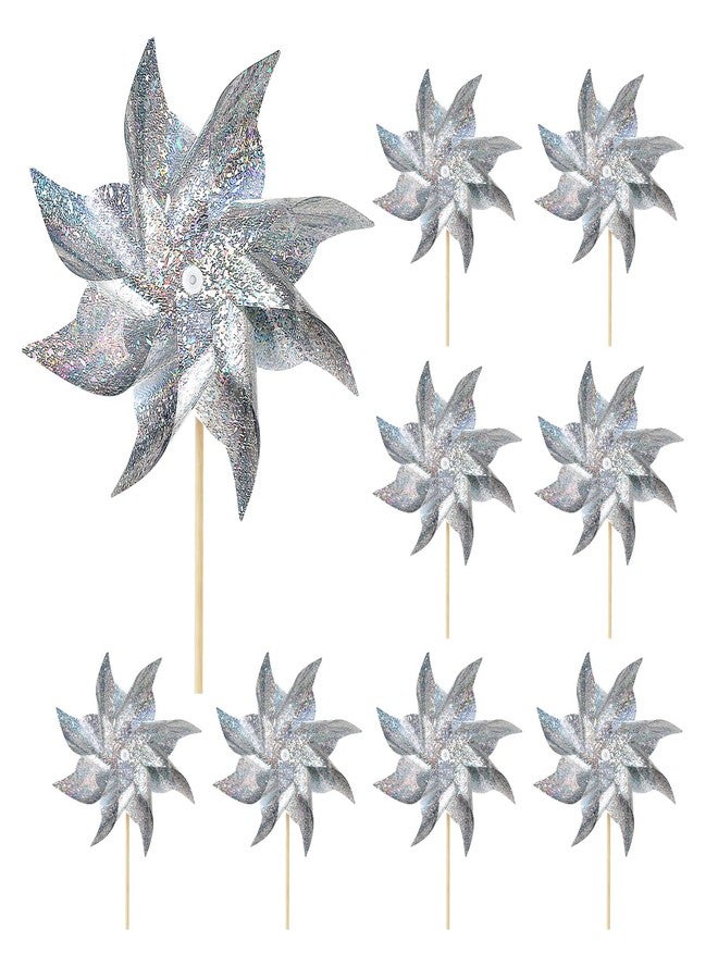 HOOSUN 10 Pack Reflective Pinwheels for Yard and Garden, Wind Spinners Outdoor Bird Scare Devices, Sparkly Windmills for Garden Decor Scare Birds Away Garden Wind Spinners for Outside Patio Garden - Image 1