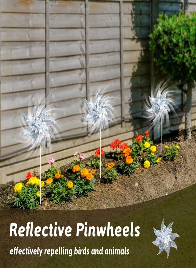 HOOSUN 10 Pack Reflective Pinwheels for Yard and Garden, Wind Spinners Outdoor Bird Scare Devices, Sparkly Windmills for Garden Decor Scare Birds Away Garden Wind Spinners for Outside Patio Garden - Image 4