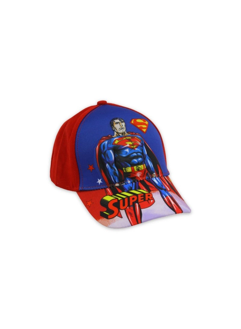 Boys Cap – Red with Super-Man Print - Image 1