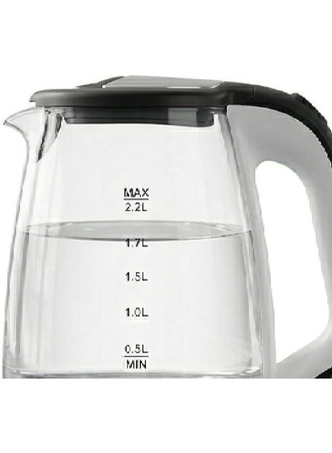 PRIME TECH Electric Kettle Glass 2.2 Liter, 1500 Watt, Fast Heating Water Boiler, Auto Shut-Off, Heat Resistant Handle, Cordless Tea & Coffee Kettle, Black - Image 3