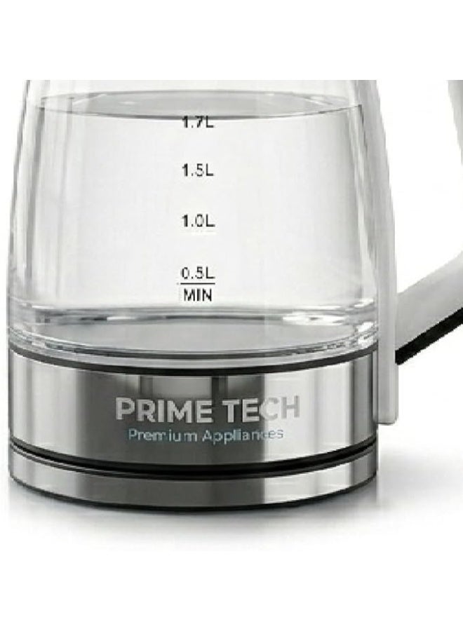 PRIME TECH Electric Kettle Glass 2.2 Liter, 1500 Watt, Fast Heating Water Boiler, Auto Shut-Off, Heat Resistant Handle, Cordless Tea & Coffee Kettle, Black - Image 2