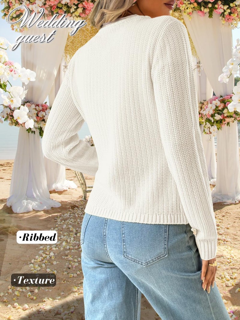 ShawGobow Cardigan Sweaters for Women,Cropped Sweater with Gold Button,Cute Fall Cardigans Work Office Holiday - Image 2