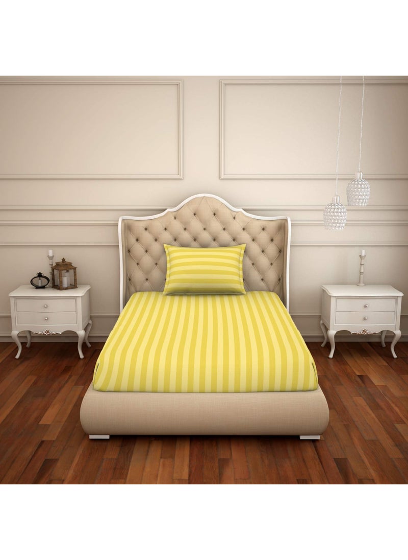 SPACES Spaces Skyrise Gold 210 Tc Cotton Single Bed Sheet with Pillow Cover_SK-04  - Image 2