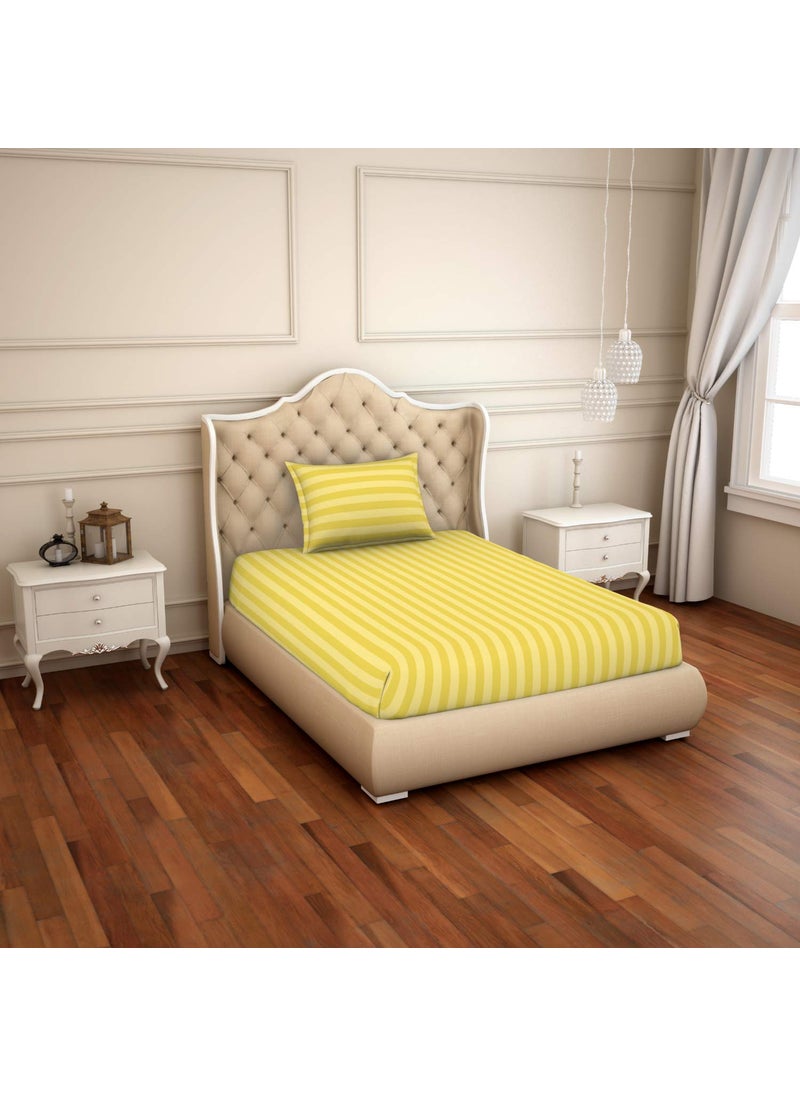 SPACES Spaces Skyrise Gold 210 Tc Cotton Single Bed Sheet with Pillow Cover_SK-04  - Image 1