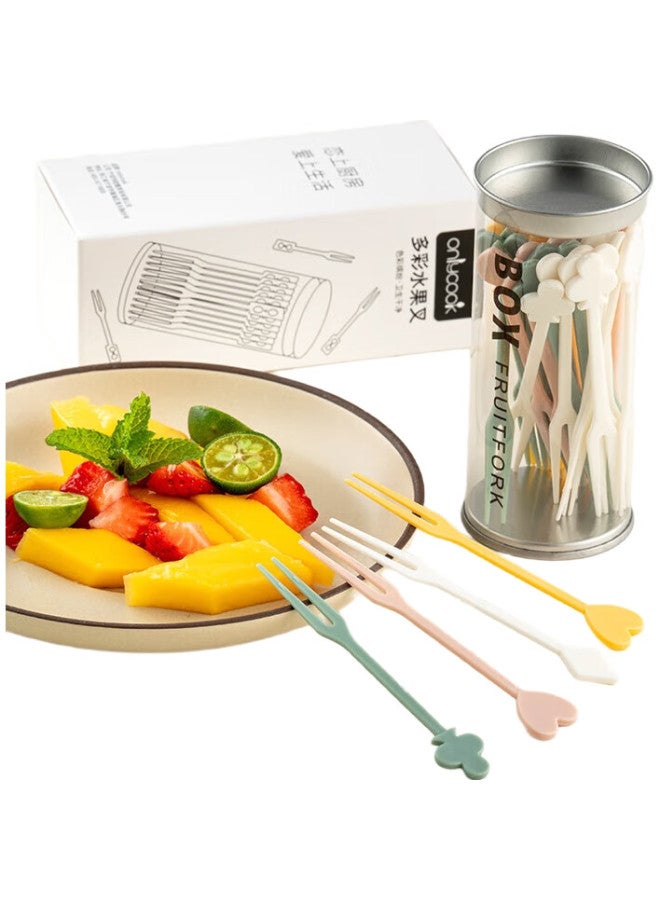 Onlycook Disposable Fruit Forks, Food-Grade Fruit Picks, Cake Forks, Dessert Forks With Fun Design, 36-Piece Set - Image 1