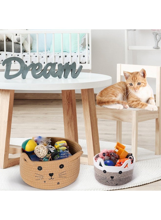 Zopeal Cat Basket Storage Woven Organizer with Ears Decorative Pet Toy Cute Cotton Rope Basket for Gift Cat Dog Toy Bin Nursery Room(13.7 x 7.8 Inch,Khaki) - Image 4