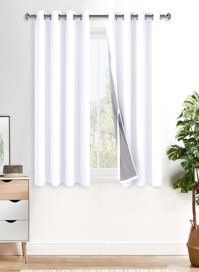 XWZO 100% Blackout Curtains with Tiebacks- Double Layers Completely Shaded Window Panels Thermal Insulated Lined Drapes with Grommets for Bedroom/Living Room, White, W52 x L54, Set of 2 Panels - Image 1