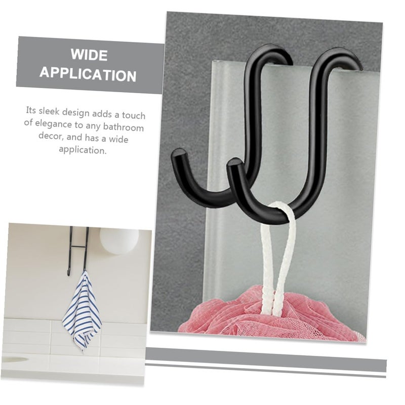 304 Stainless Steel Over The Door Bathroom Shower Towel Hook Black Rust Resistant Organizer - Image 4