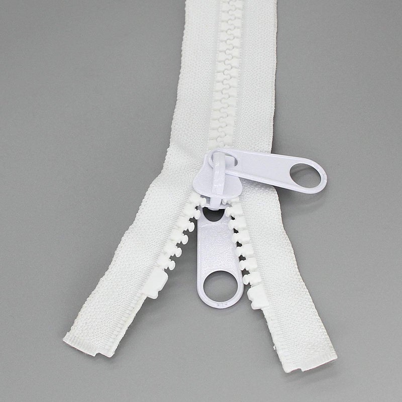Leekayer 2PCS 10 30 Inch Heavy Duty Zippers for Sewing Separating Large Plastic Zippers White Tape with Double Pull Tab Slider Sleeping Bag Boat Canvas Cover Trampoline Dog BedTent 30 2pcs