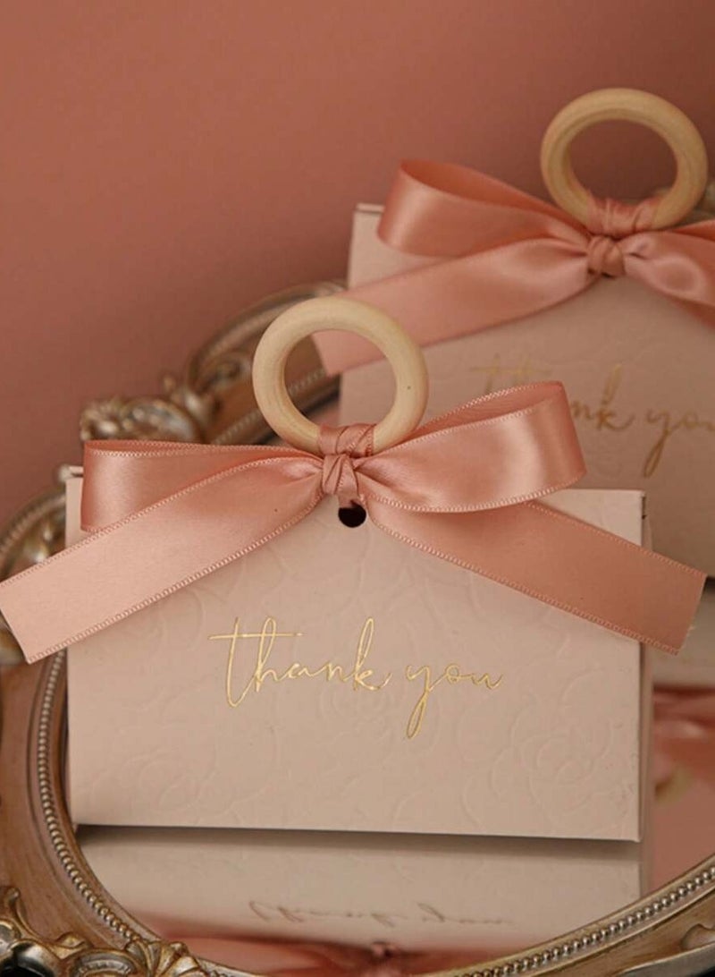 علب توزيعات هدايا لمناسبات التخرج والخطوبه واعياد الميلاد بتصميم عبارة شكرا لك مزين بفيونكه لطيفه  10 علب - Image 1