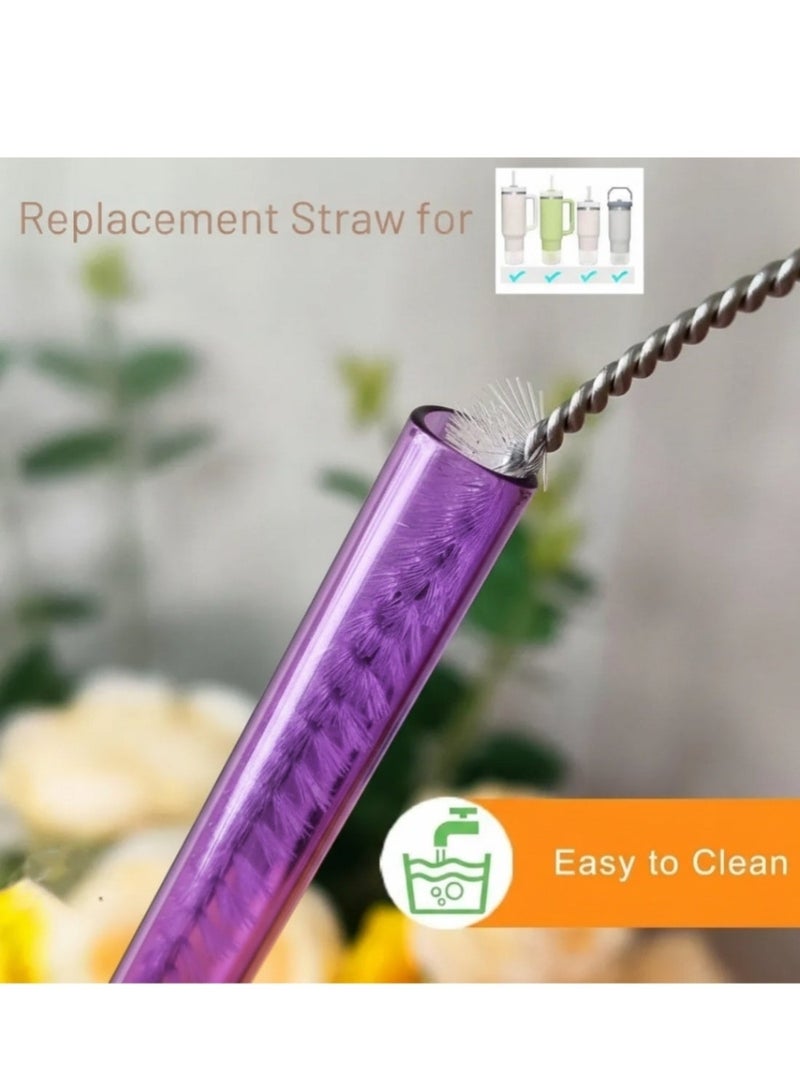 STN 10 Pack Reusable Straws for Stanley Cup 40oz – 12" Extra Long Replacement Straws, BPA-Free, Includes Cleaning Brush (Tritan-Purple) - Image 3