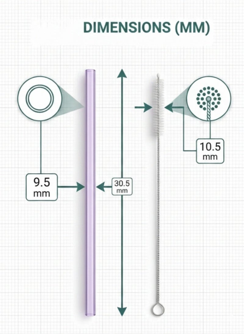 STN 10 Pack Reusable Straws for Stanley Cup 40oz – 12" Extra Long Replacement Straws, BPA-Free, Includes Cleaning Brush (Tritan-Purple) - Image 2