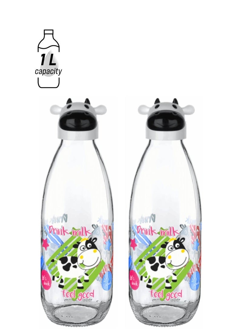 تيتيز زجاجة حليب شكل بقرة 1 ليتر 27X9 سم طقم 2 حبة - Image 2