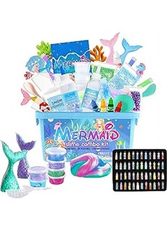 Beauenty DIY Slime Kit for Kids,DIY Mermaid Slime Making Toys Kids for 6-12,Fluffy Cloud Foam Squish Glitter Slime Making Kits,Fun Slime Making Kit Awesome Craft Toy Birthday Present Ideas 