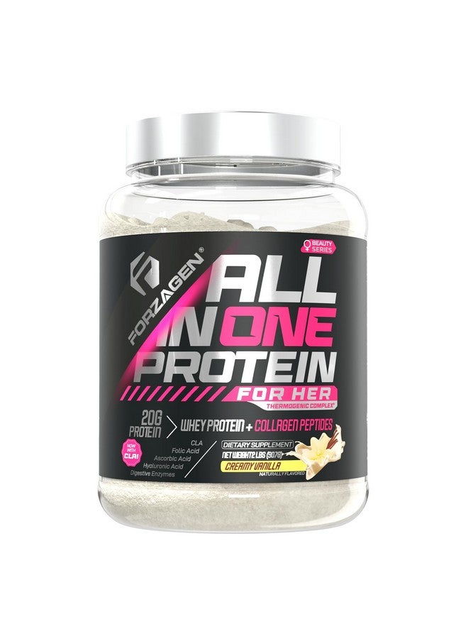 Forzagen All in One Protein for Her | Women’s Protein Powder with Multi Collagen Peptides | Hydrolyzed Collagen Supplement, Gut Health, Great for Pre & Post Workout | Vanilla, 30+ Servings - Image 1