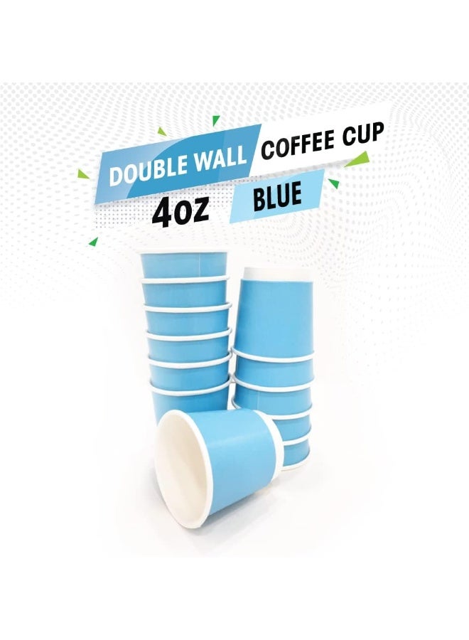 SNH Packing SNH Packing Disposable Double Wall Paper Coffee Cups 25-Pack, 4 oz Capacity, Blue  - Image 1