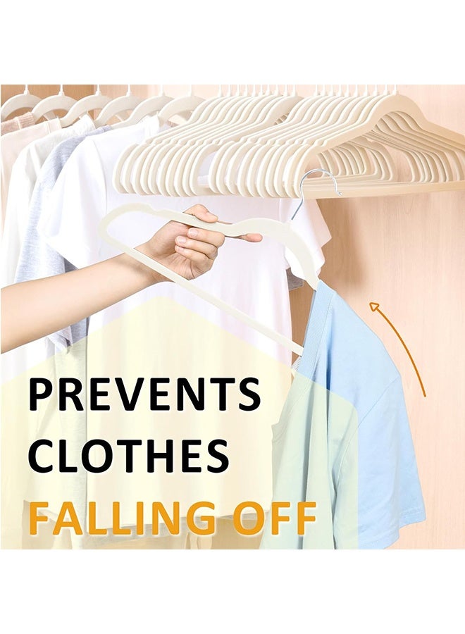 رولستيمي الشماعات المخملية العاج 100 حزمة - هوك الفضة ، الفضاء إنقاذ عدم الانزلاق علاقات ملابس ، 16.5 بوصة مع شريط التعادل للمعاطف ، سترة ، جاكيتات ، فساتين ، قمصان ، الدعاوى والقمصان - Image 2