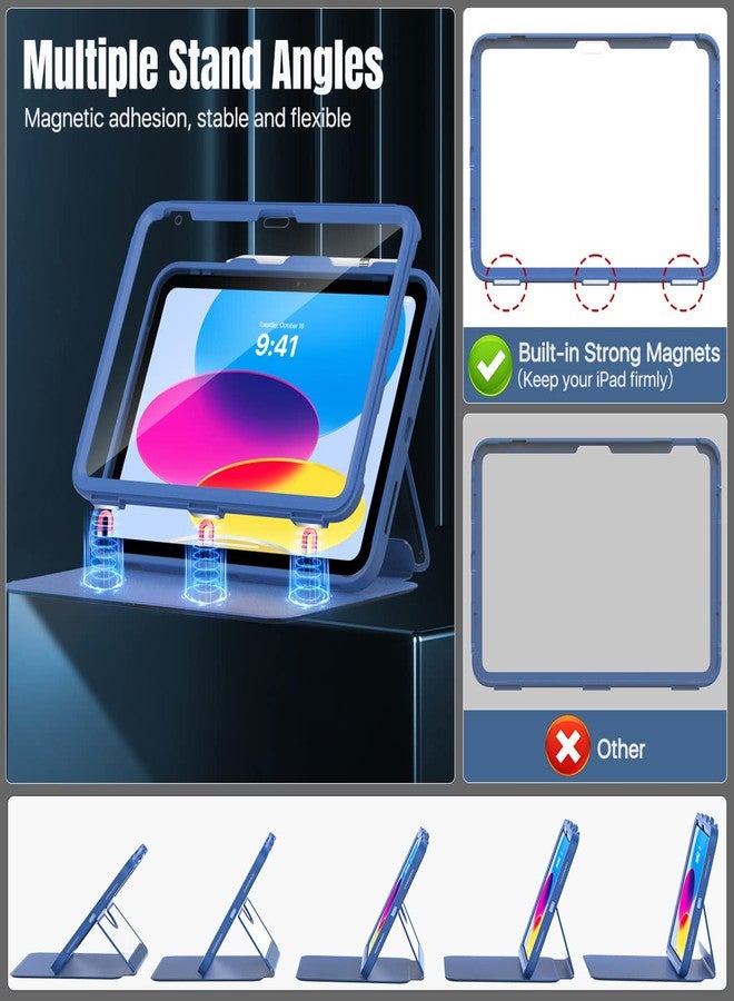 MoKo for iPad 11-inch (A16) 11th Generation Case 2025/ iPad 10th Generation Case with Pencil Holder 2022 10.9 inch, Built-in Screen Protector Clear Back, Multi Angle Viewing Stand, Blue Starry Sky - Image 4