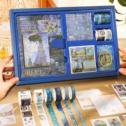 Crackles Scrapbooking Kit with Vintage Oil Painting Notebook (196 Sheets), Washi Tapes, PET Stickers, Note Papers & Bookmark – Aesthetic Journaling Set for Teen Girls & Women – B6 Size - Image 3