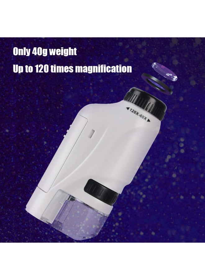 Chabeia Little Scientist Microscope, Handheld Pocket Miniscope Kits with 12 Specimens, Little Marvin Microscope, Portable Mini Microscope for Educational Science (White) - Image 3