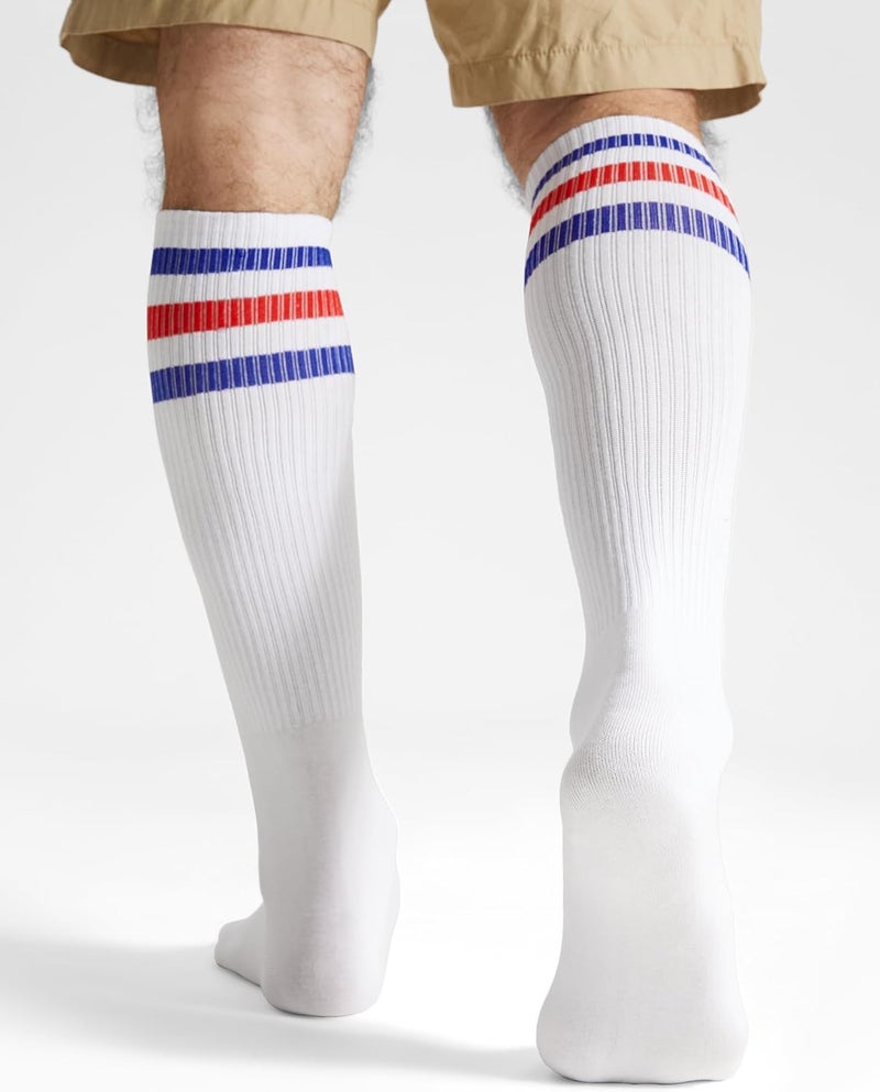JOULLI White Knee High Retro Striped Tube Socks 1-3 Pairs - Image 4