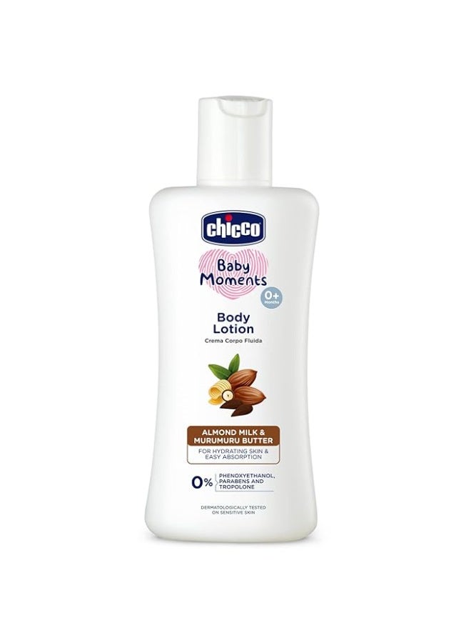 Chicco Baby Moments Body Lotion for Babies, 100ml | Almond Milk & Murumuru Butter | Quick Absorb Formula with Natural Ingredients for Ultra Soft Skin | Dermatologically Tested | Parabens & Phenoxyethanol Free - Image 1