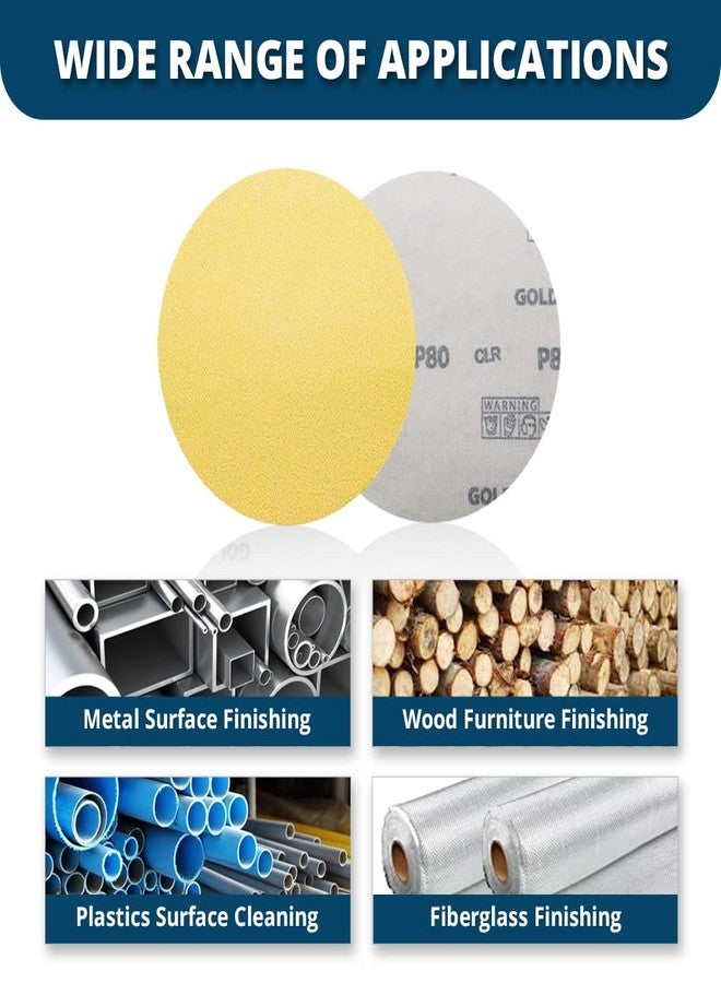 Benchmark Abrasives 6 Inch Sanding Discs Hook and Loop, Aluminum Oxide Stearated Gold No Hole Adhesive Sandpaper for Surface Blending, Automotive - Orbital Sander Sandpaper (50 Discs), 320 Grit - Image 4