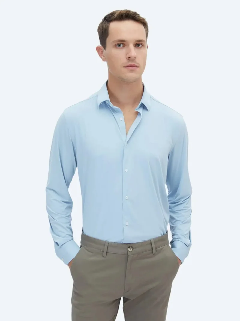 Kip Blue Regular Fit Knitting Casual Shirt