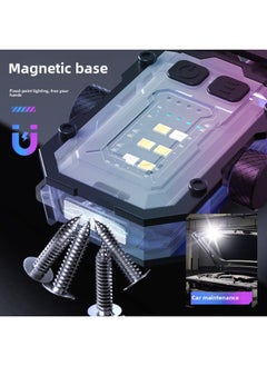 Generic Outdoor Camping Light Strong Light Multi-function Key Chain Light Charging Work Light Highlight Warning Light Flashlight-Color:Black  - Image 3