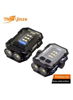 Generic Outdoor Camping Light Strong Light Multi-function Key Chain Light Charging Work Light Highlight Warning Light Flashlight-Color:Black  - Image 2