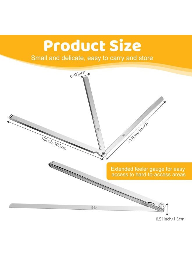 HSLCGF 25 Blades Stainless Long Steel Feeler Gauge, Metric and Imperial Gap Measuring Tool Width and Thickness Feeler Gage Gauge for Spark Plug, Valve Adjustment Tool, 0.038-1mm - Image 2