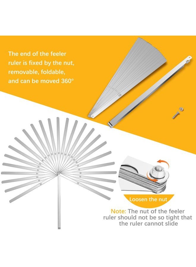 HSLCGF 25 Blades Stainless Long Steel Feeler Gauge, Metric and Imperial Gap Measuring Tool Width and Thickness Feeler Gage Gauge for Spark Plug, Valve Adjustment Tool, 0.038-1mm - Image 4