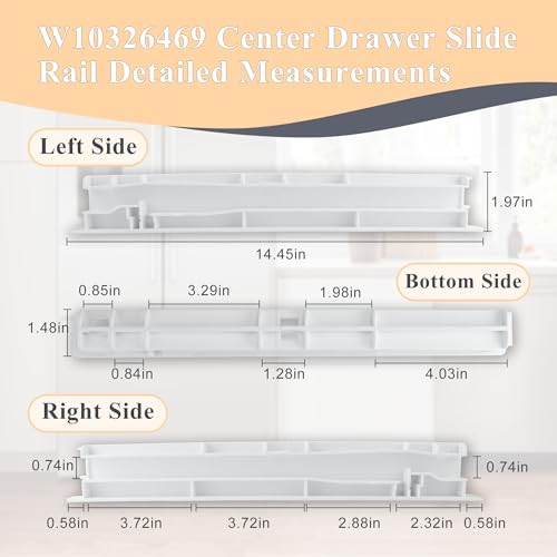 prime&swift W10326469 Center Drawer Slide Rail fit for Whirlpool Refrigerator Replaces 67004514,8208326,wpw10326469,12796401,W10326469 by prime&swift - Image 2