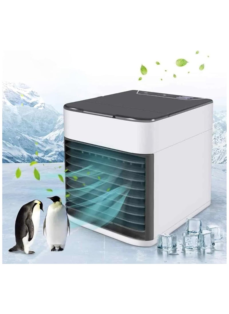Generic Portable Air Cooling Fan with LED Light White/Black  - Image 1