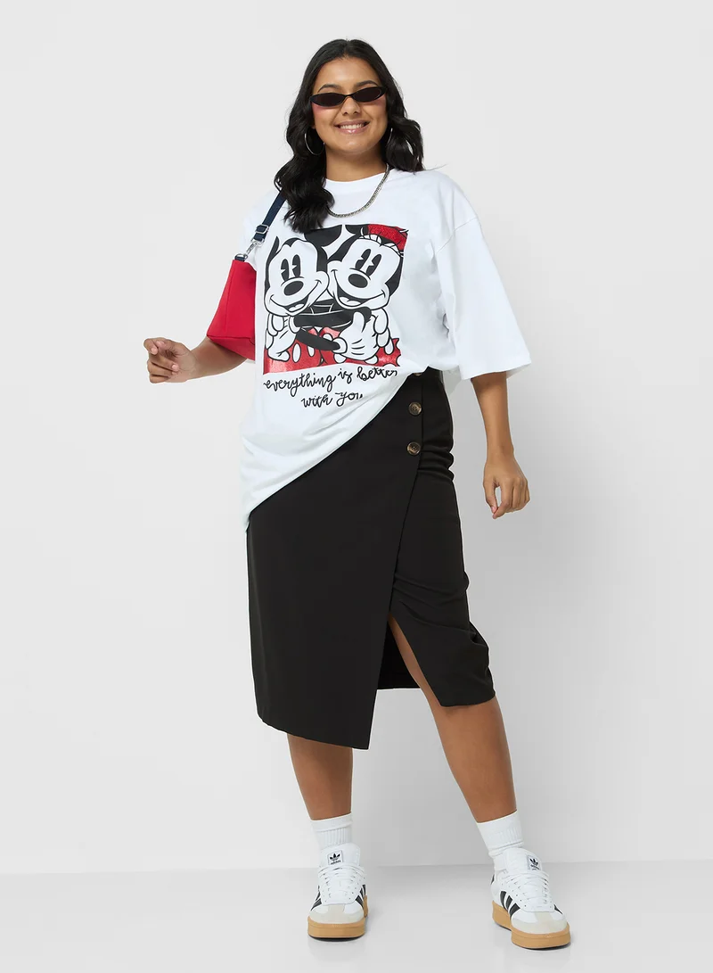 ديزني Mickey & Minnie Plus Size Oversize Graphic T-Shirt