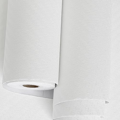Haimin Fabric Wallpaper Textured Contact Paper (24in X 393in) Grasscloth Wallpaper Peel and Stick Faux Linen Wall Paper Waterproof Vinyl Self Adhesive (White) - Image 1