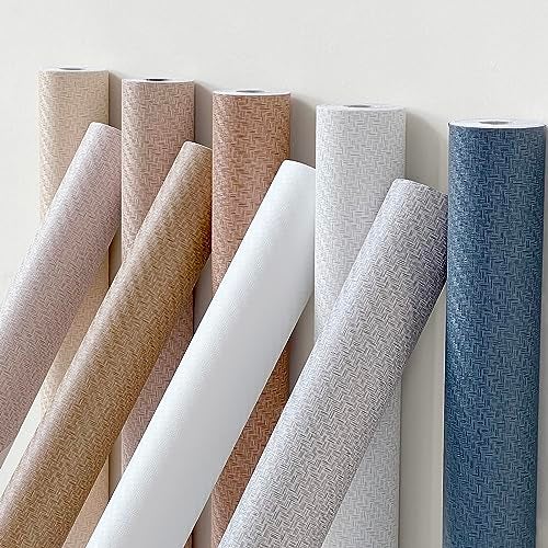 Haimin Fabric Wallpaper Textured Contact Paper (24in X 393in) Grasscloth Wallpaper Peel and Stick Faux Linen Wall Paper Waterproof Vinyl Self Adhesive (White) - Image 5