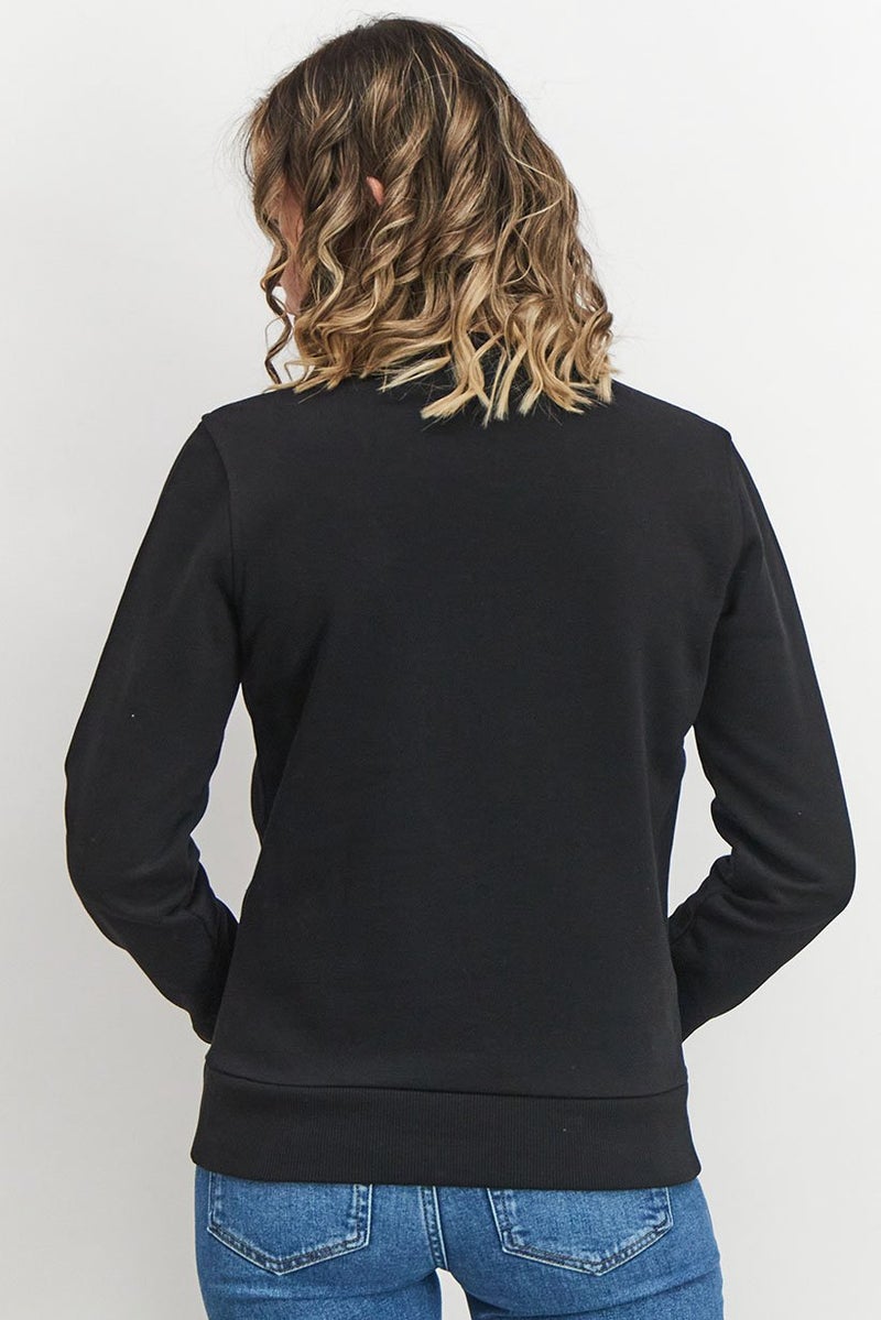 Cavalli Class Women Crew Neck Stud Long Sleeve Sweatshirt, Black - Image 4