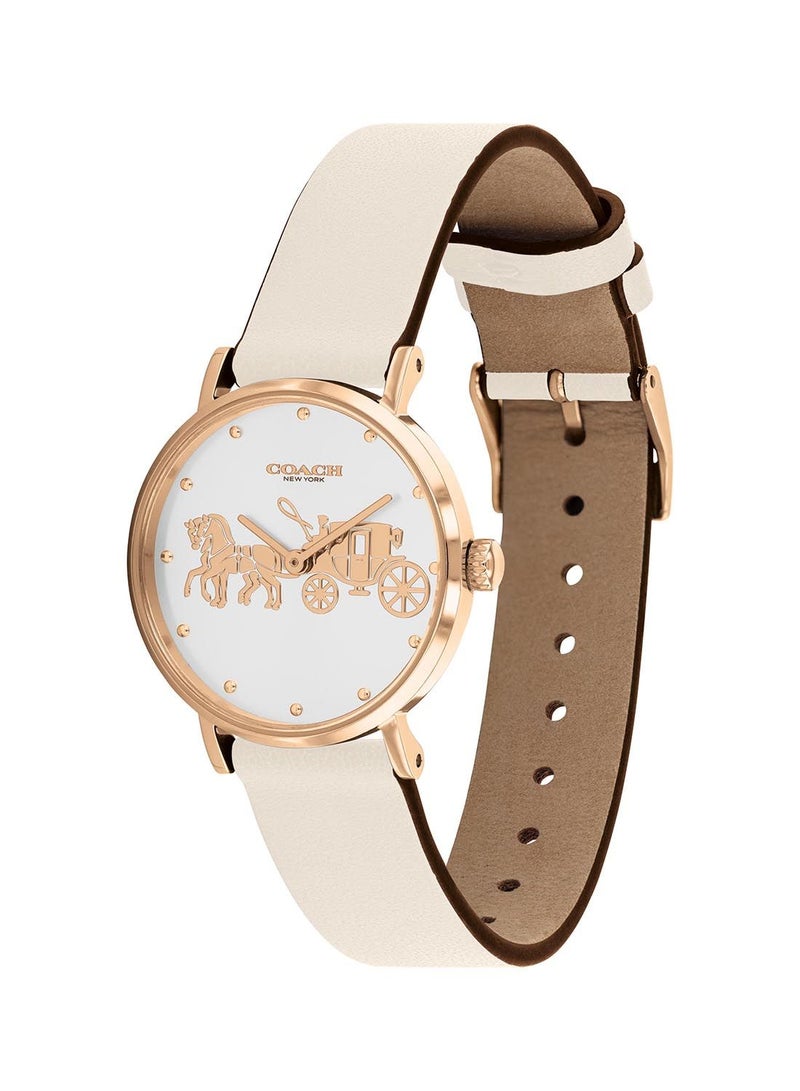 COACH ساعة يد جلدية دائرية أنالوج للنساء مع مشبك - 14503796 28 مم - Image 3