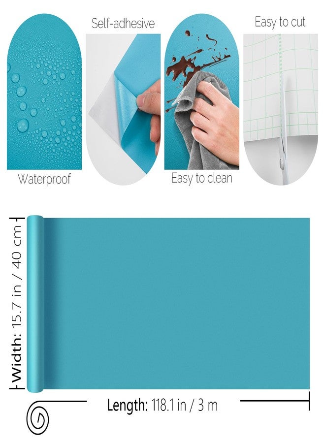 Orgthin Peel and Stick Wallpaper Contact Paper Self Adhesive 15.7" x 118.1", Solid Color Waterproof, Vinyl Wall Paper Roll, Textured Wallpaper Removable for Cabinets Countertop Shelf, Light Blue - Image 2