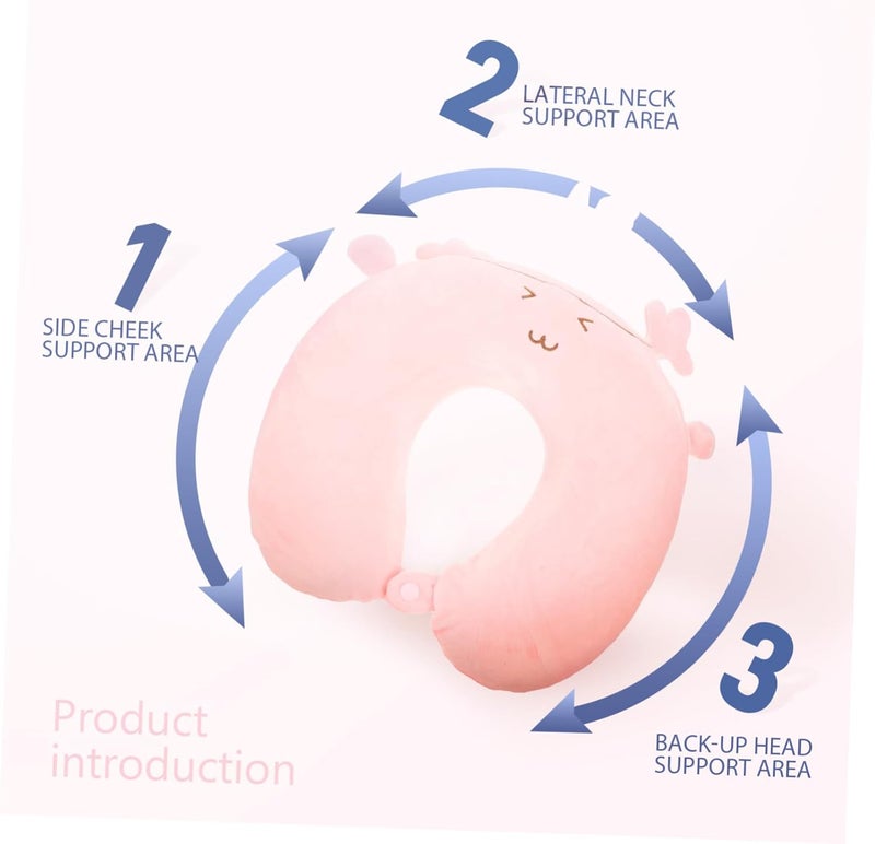 Boy Girl Cartoon Neck Pillow Set with Eye Mask Travel U-Shaped Memory Foam Neck Cushion for Comfort Lightweight and Washable for Sleeping Car Airplane - Image 2