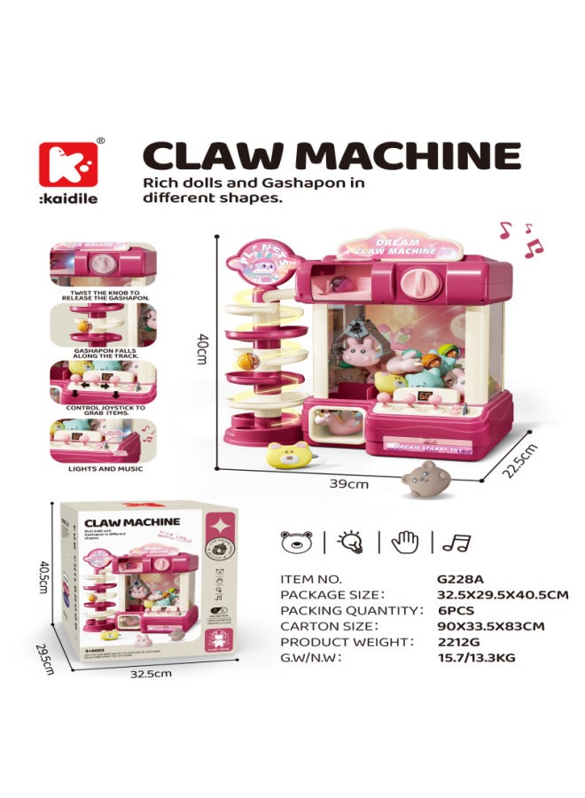 Oversized Children's Doll Holding Machine Clip Doll Machine Household Coin-operated Egg Twisting Machine Toy Little Boy Birthday Gift-Specifications:Rose Red Oversized Dual-mode Doll Machine - Image 3