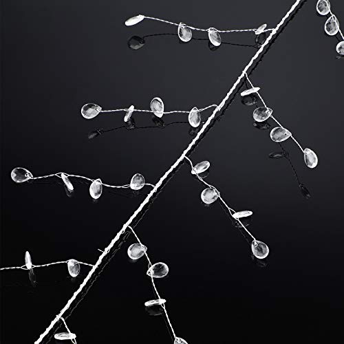 WILLBOND Ice Wire Clear Garland Steel Wire Acrylic Crystal Garland Faux Crystal Bead for Tree Wedding Birthday Party DecorationTransparent33 ft - Image 3