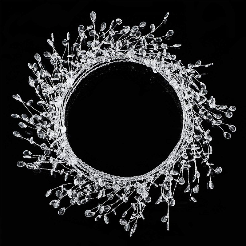 WILLBOND Ice Wire Clear Garland Steel Wire Acrylic Crystal Garland Faux Crystal Bead for Tree Wedding Birthday Party DecorationTransparent33 ft - Image 2