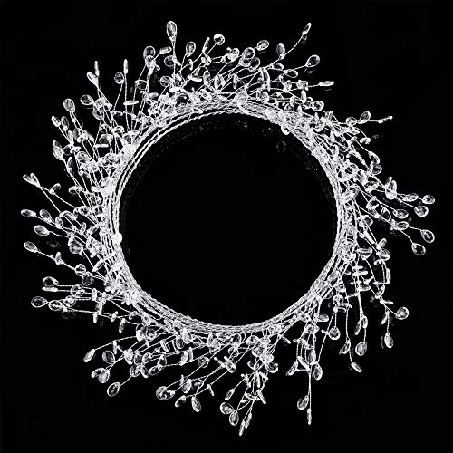 WILLBOND Ice Wire Clear Garland Steel Wire Acrylic Crystal Garland Faux Crystal Bead for Tree Wedding Birthday Party DecorationTransparent33 ft - Image 1