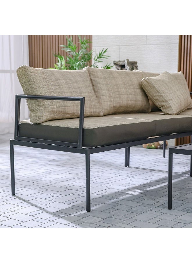 DANUBE HOME Owen 5-Seater Outdoor Sofa Set | Steel Frame Garden Furniture | Modern Design Patio Sofaset | Outdoor Seating Table And Chairs For Lawn Garden-Brown - Image 5