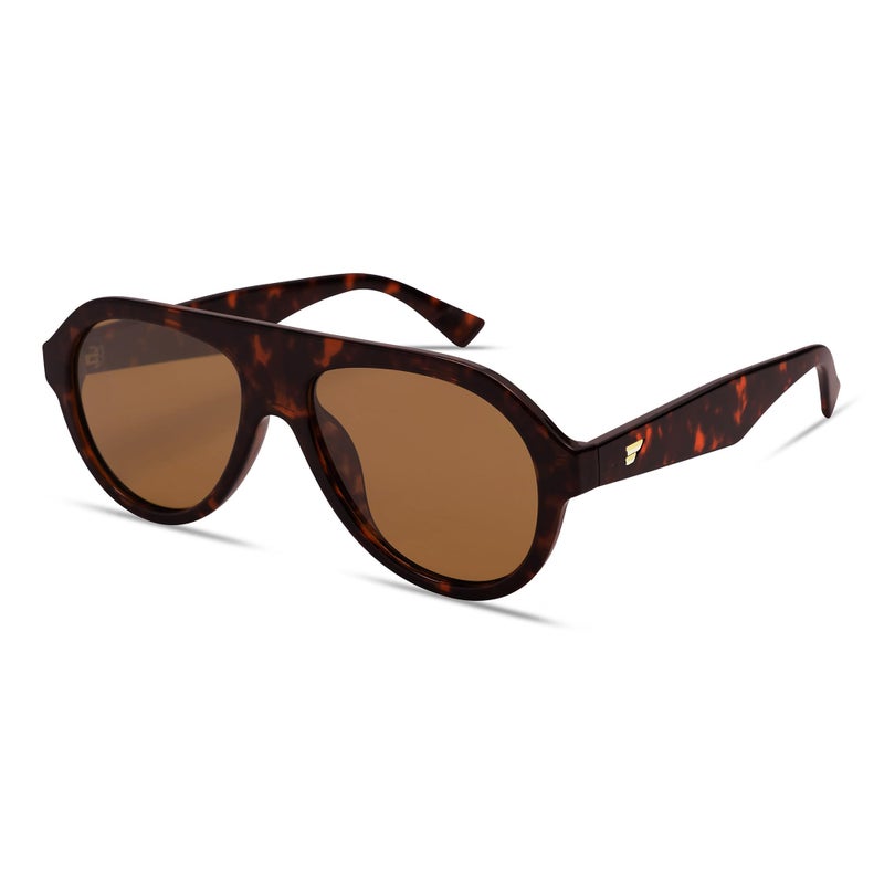 VANLINKER Retro Aviator Polarized Sunglasses for Men Women Trendy 70s Vintage Plastic Frame Sun Glasses VL9750 Brown Tortoise/Brown Lens - Image 1