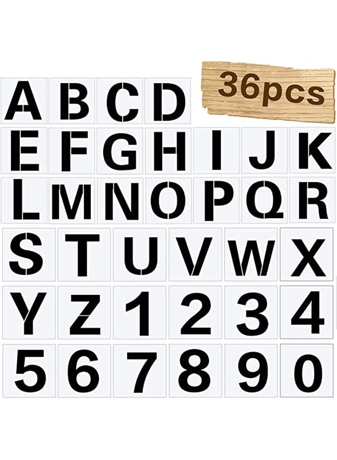 36 Pcs Large Alphabet Letter and Number Stencils, 4 Inches - Reusable Art Craft for Wood, Wall, Fabric, Rock, Chalkboard, Signage, DIY School Projects - Image 1