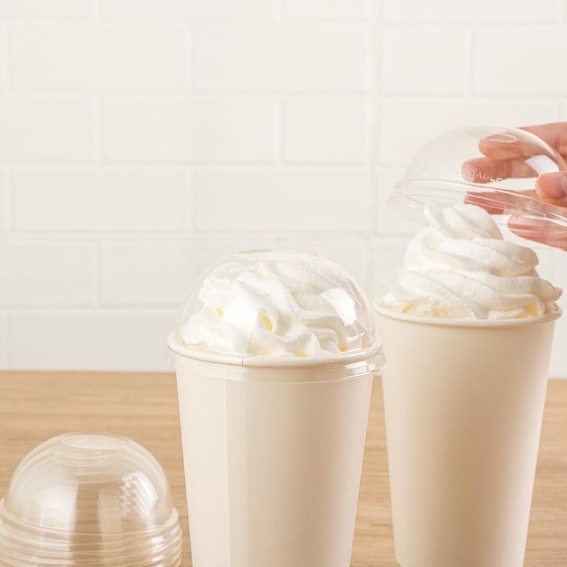Restaurantware LIDS ONLY Sustain 35 Inch Cold Cup Lids 50 Disposable Dome Lids For Cups  Cups Sold Separately Fits 9 12 16 20 And 22 Ounce Cups Clear PLA Plastic Lids Builtin Straw Hole - Image 5